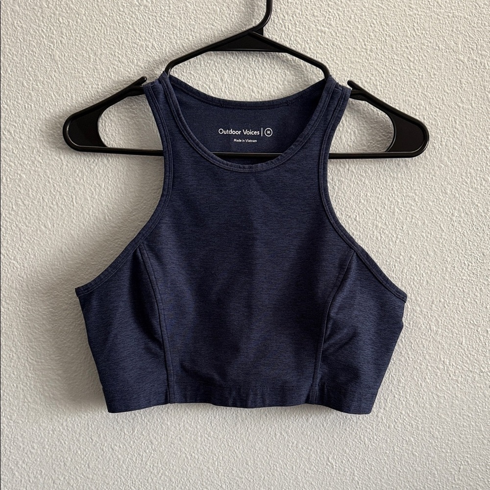 Outdoor Voices Athena Crop Top Longline Sports Bra Blue Size Medium